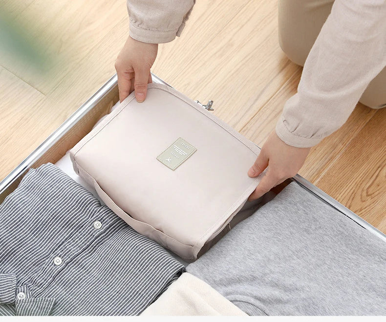 Portable Travel Toiletry Bag, Waterproof Hanging Storage Bag, Mesh Pockets Hook Cosmetic Bag, Travel Accessories,Makeup Bags