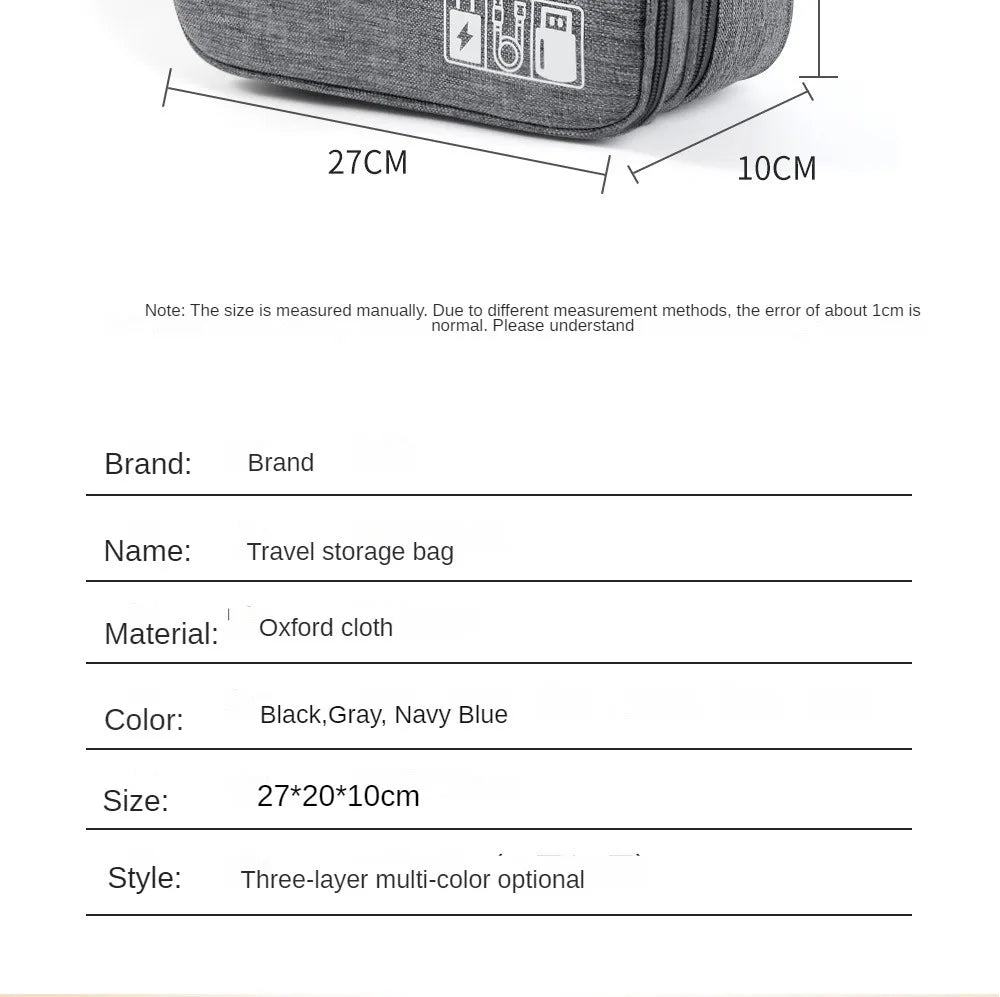 Three Layer Digital Bag Multifunctional Travel Portable Accessories Sorting Bag Large Capacity Power Supply Accessories Bag
