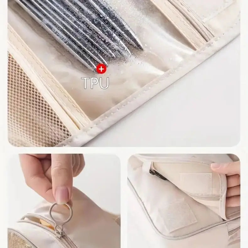 Portable Travel Toiletry Bag, Waterproof Hanging Storage Bag, Mesh Pockets Hook Cosmetic Bag, Travel Accessories,Makeup Bags