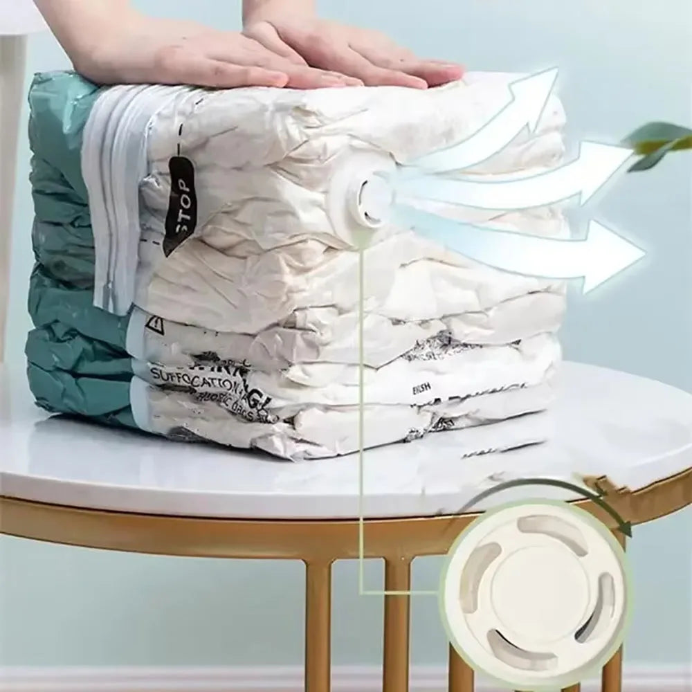 No Need Pump Vacuum Large Plastic Storage Bags Storing Clothes Blankets Reusable Compression Empty Bag Travel Accessories