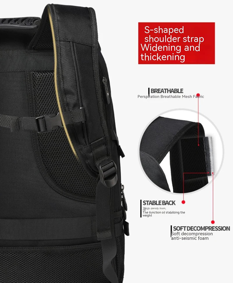 50L 80L Large Travel Backpack Men Separate Shoe Compartment Business Bag Outdoor Sports Waterproof Man Black Storage Backpacks