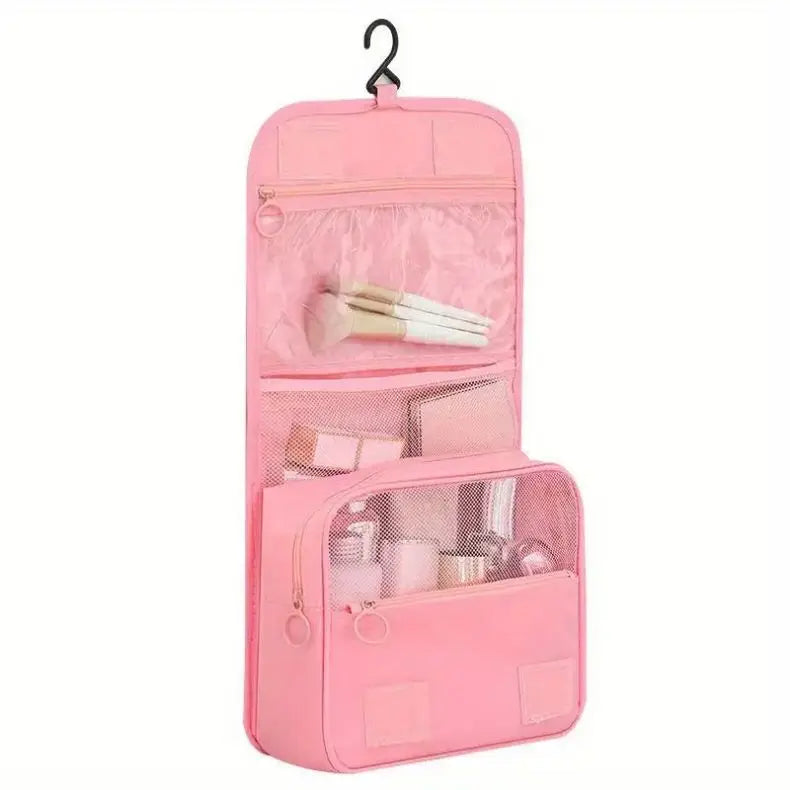 Portable Travel Toiletry Bag, Waterproof Hanging Storage Bag, Mesh Pockets Hook Cosmetic Bag, Travel Accessories,Makeup Bags