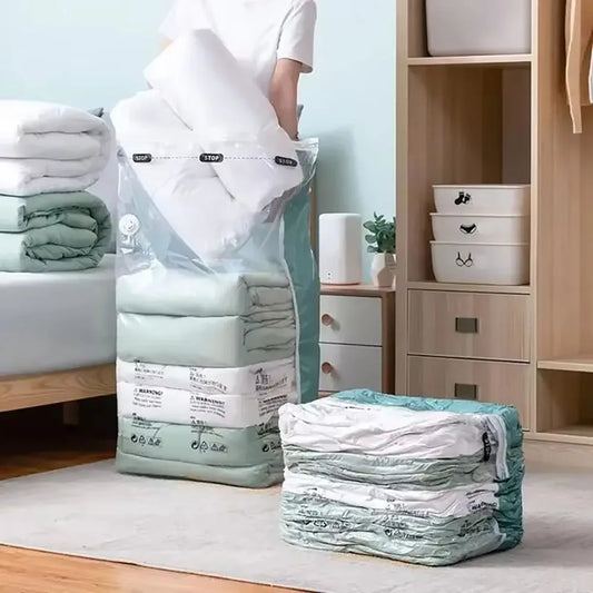 No Need Pump Vacuum Large Plastic Storage Bags Storing Clothes Blankets Reusable Compression Empty Bag Travel Accessories